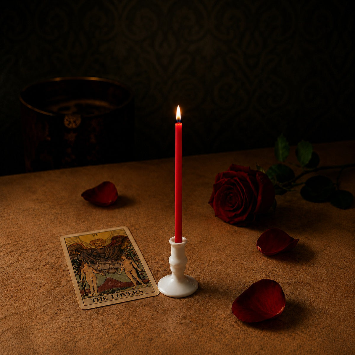 Red beeswax ritual candle for Love & Attraction, 7.3 inch, Closterra