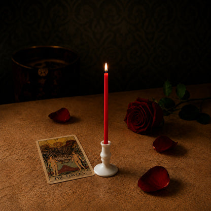 Red beeswax ritual candle for Love & Attraction, 7.3 inch, Closterra