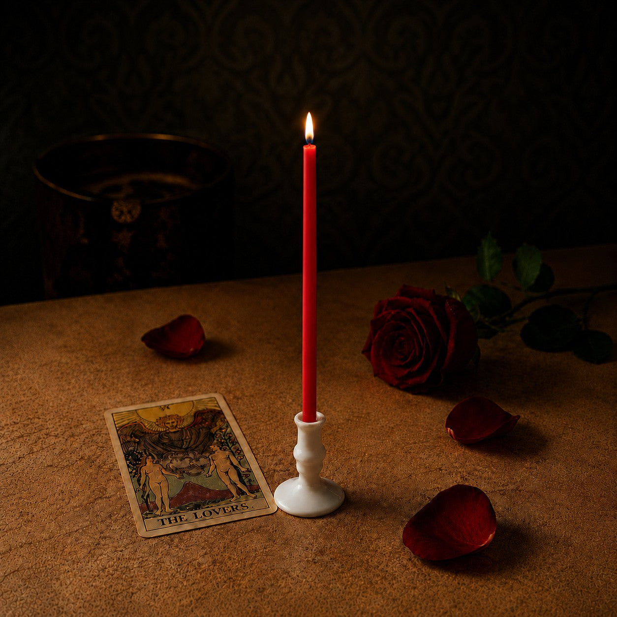 Red beeswax ritual candle for Love & Attraction, 8 inch, Closterra