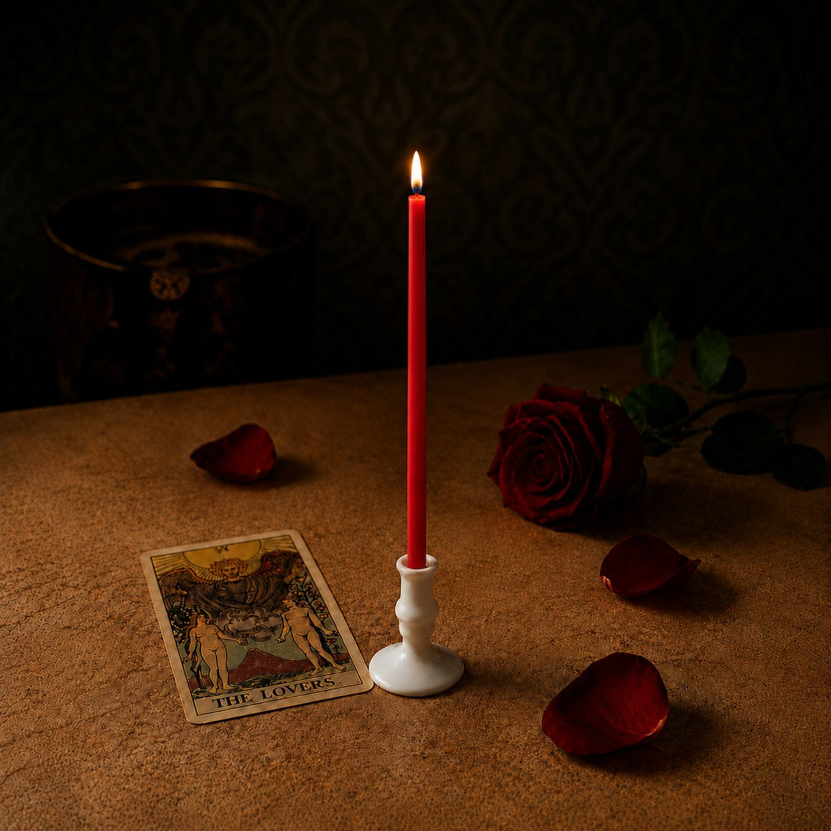 Red beeswax ritual candle for Love & Attraction, 8 inch, Closterra