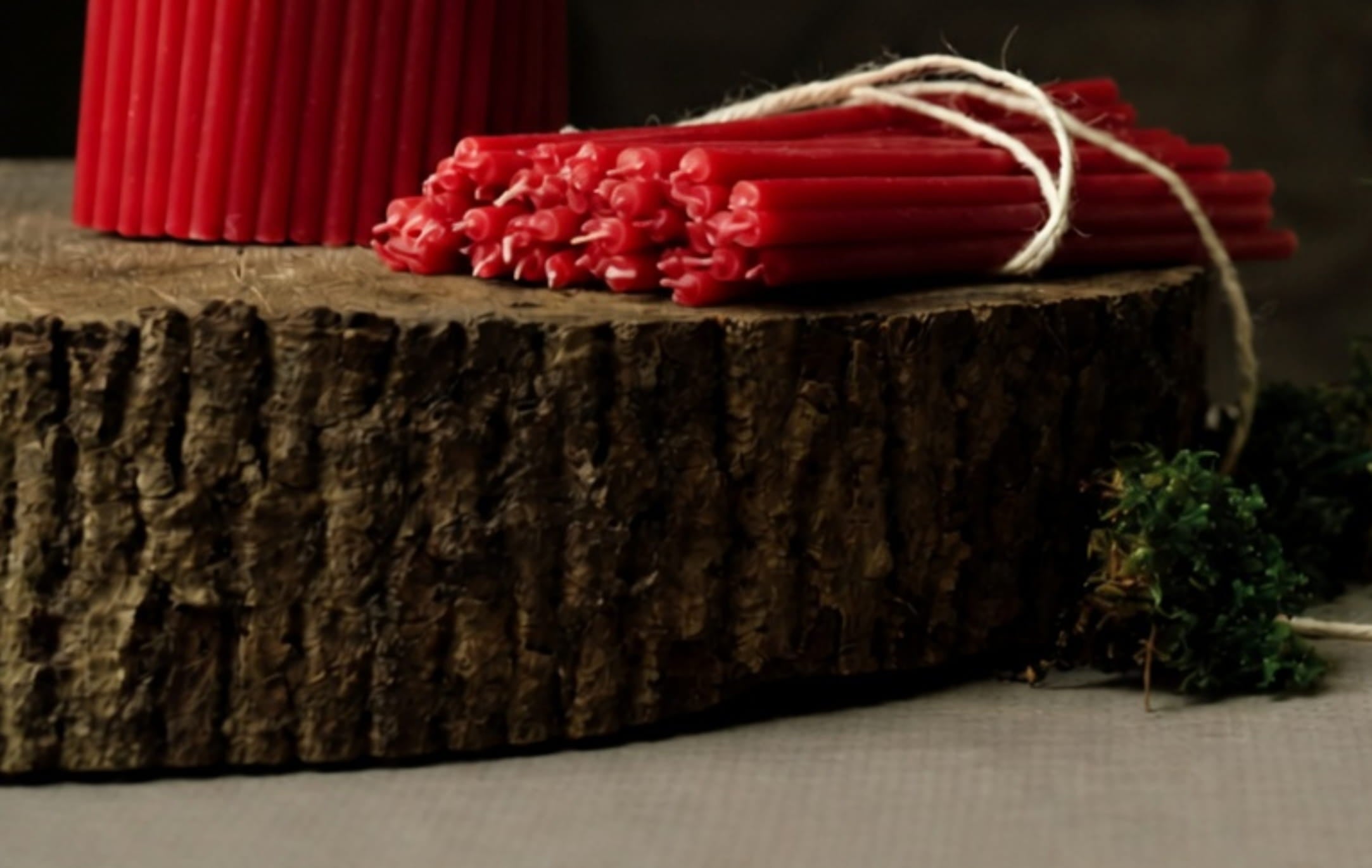 8″ Thin Red Beeswax Taper Candles