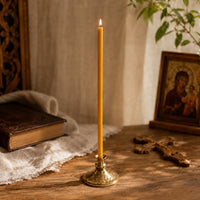 Natural beeswax Orthodox church taper candle, 10.4 inch, Closterra