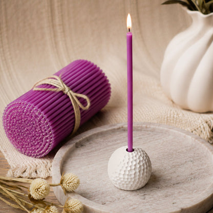Purple thin beeswax taper candles, 6.3 inch, Closterra