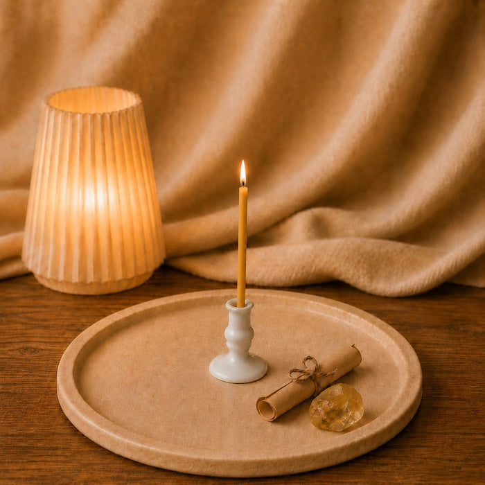 Yellow beeswax ritual candle for Success & Confidence, 6.3 inch, Closterra