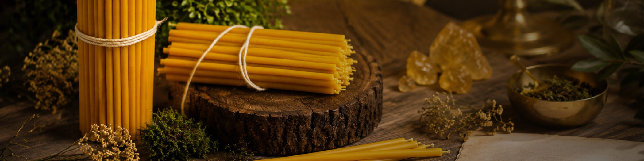 Yellow Beeswax Ritual Candles for Success & Confidence