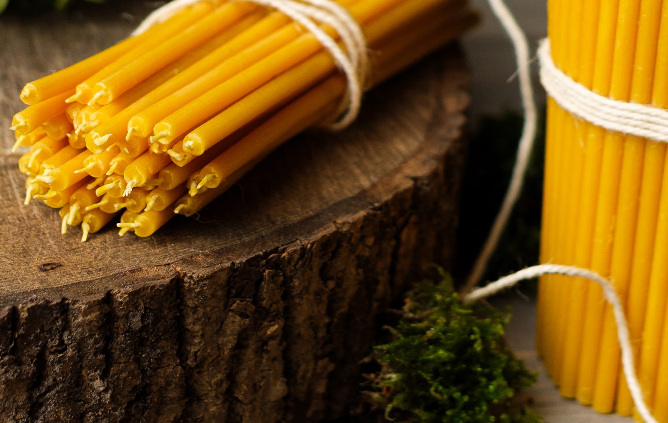 6.3″ Thin Natural Beeswax Taper Candles
